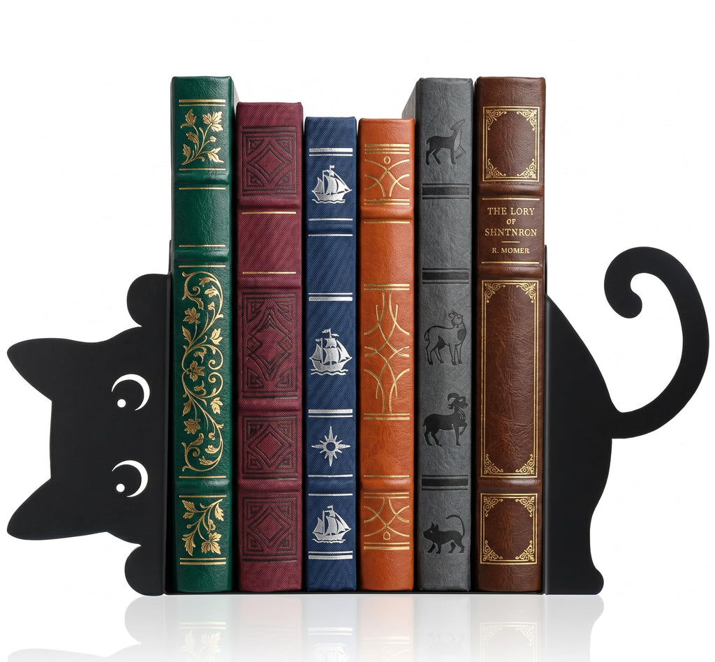Buchstützen 2 Stück Buchhalter Metall Bücherstütze Schwarz Buchstütze Katze
