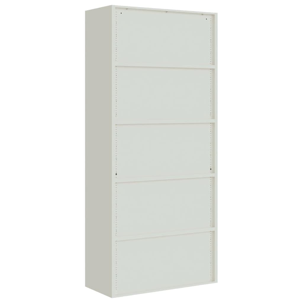 Aktenschrank Hellgrau aus pulverbeschichtetem Stahl 90x40x200 cm mit 4 Einlegeböden abschließbar für Büro, Homeoffice, Arbeitszimmer, zur sicheren Archivierung von Ordnern und Dokumenten