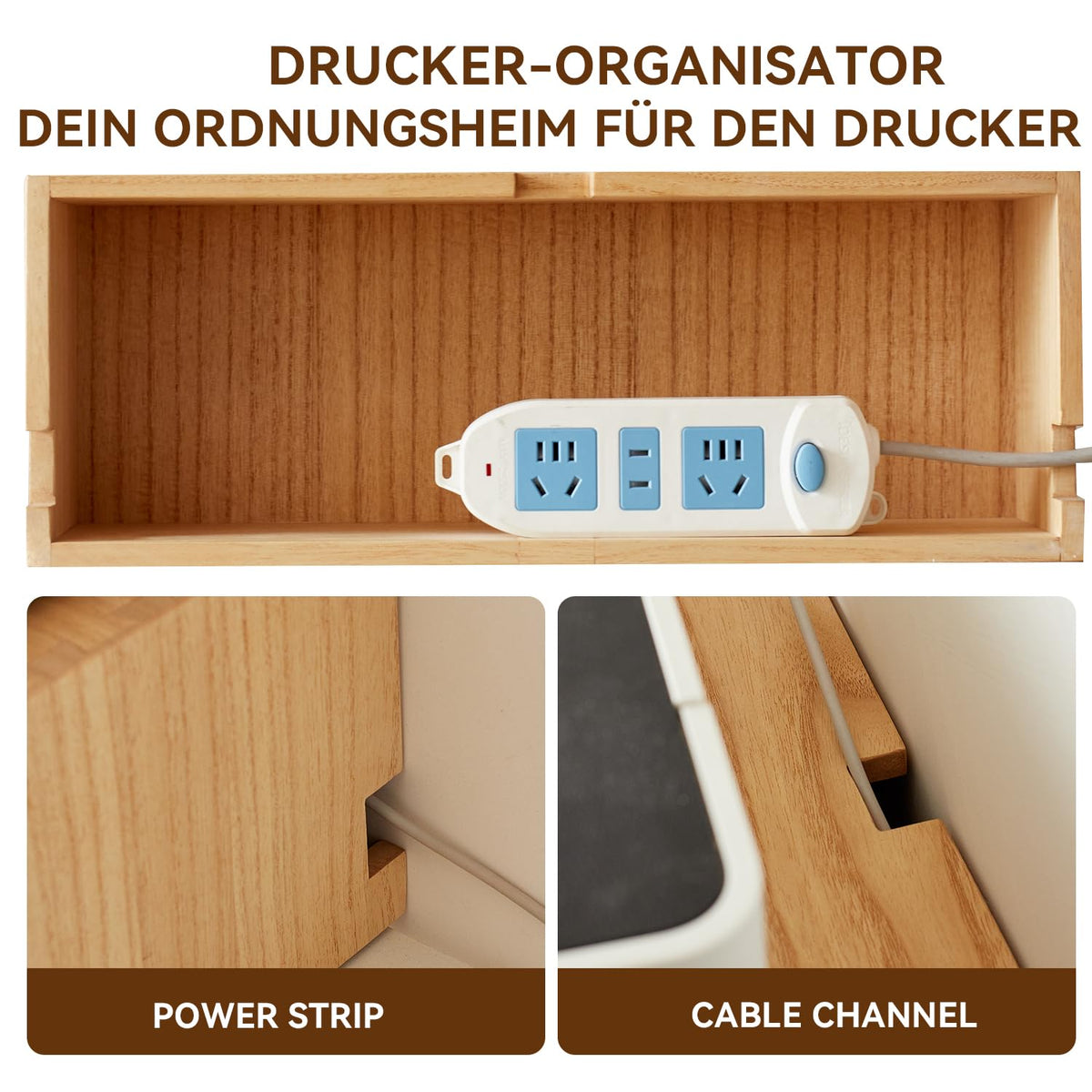 KIRIGEN Druckerständer Massivholz, Druckerregal, Drucker-Organizer
