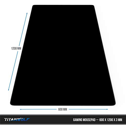 CSL - Übergröße Mauspad Gaming 1200x600mm - XXXL Mousepad groß mit Motiv - Tischunterlage Large Size - verbessert Präzision und Geschwindigkeit - XXL komplett Schwarz
