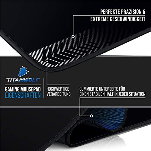 CSL - Übergröße Mauspad Gaming 1200x600mm - XXXL Mousepad groß mit Motiv - Tischunterlage Large Size - verbessert Präzision und Geschwindigkeit - XXL komplett Schwarz