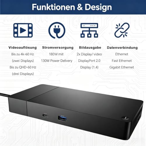 Dell Dockingstation WD19S 180W Laptop 2 Monitore & 4K Display