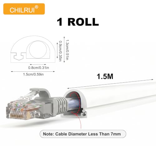 1.5m Silikon Kabelkanal Weiß Selbstklebend,Kabel Verstecken Kabelschacht