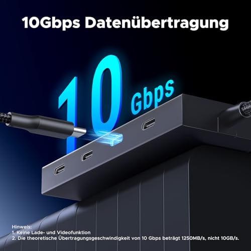 UGREEN USB C Hub 10 Gbps mit PD 100W USB C Splitter 4 Ports (30cm)