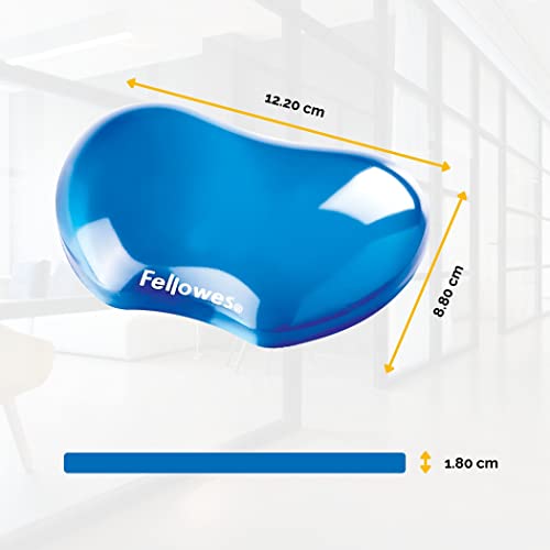 Fellowes Handballenauflage Crystals - Flexible Handgelenkauflage mit weicher Gelfüllung - kompakt - ideal für Büro, Home Office, unterwegs und Gaming - abwaschbar - Farbe: blau