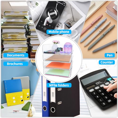4er-Pack stapelbare Briefablage für Schreibtisch, transparenter Dateiorganizer für Dateien, iPad, Briefe, A4-Büroakten, Bücher, Notizen, vertikal