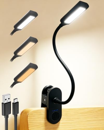 Leselampe Bett, Klemmlampe Akku Für Schlafzimmer, Lesen, Camping (Schwarz)