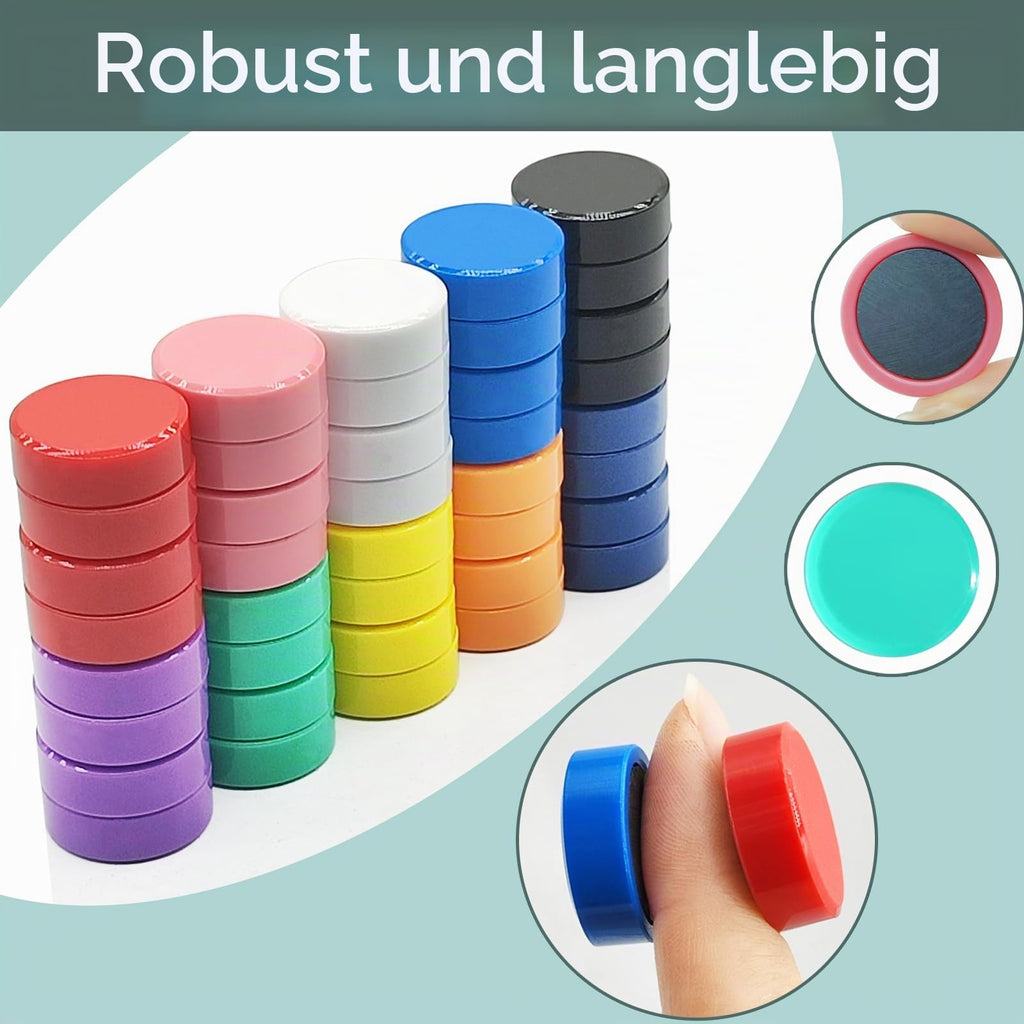 20er Set Magnete für Magnettafel, 10 Farben,Mini,rund,Starke Haftung