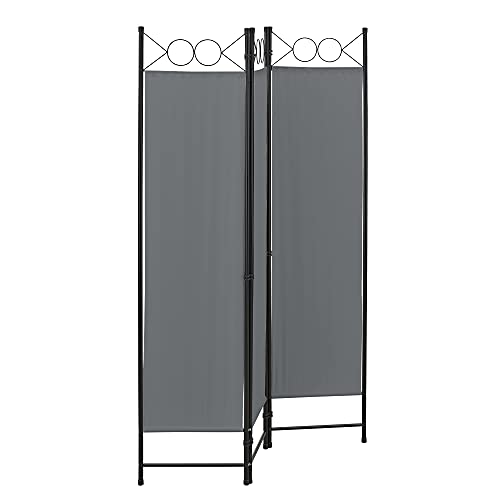 Raumteiler Saragossa 3-teilig 120x171 cm Paravent Trennwand 3-TLG. Sichtschutz Stellwand Spanische Wand Dunkelgrau