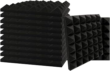 SK Studio 12 Stück Akustikschaumstoff Noppenschaumstoff Akustik Schaumstoff Schall Dämmung für Tonstudio Schallabsorbierende Dämpfungswand Schaumpyramide 30x30x2.5cm, Schwarz