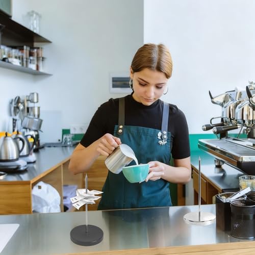 4 Stück Zettelspießer, Bonspießer Zettelhalter, Papierspikehalter mit Rundfuß, Edelstahl Kassenbon Halter, Quittung Halter für Kassenbon Kassenzettel Aufbewahrung Bars Büros Hotel Restaurant Cafe