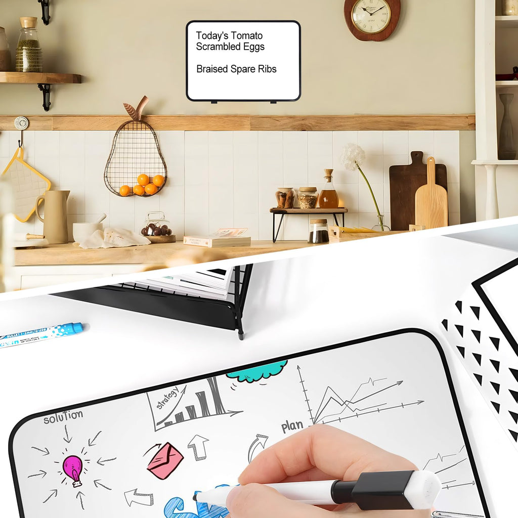 Whiteboard Klein 30 x 21 cm Doppelseitige Whiteboard Magnetisch Trocken Abwischbare Tafel Weiß A4 Schreibtafel mit 8 Stiften 3 Magneten und 1Radiergummi für Küche Schule Büro