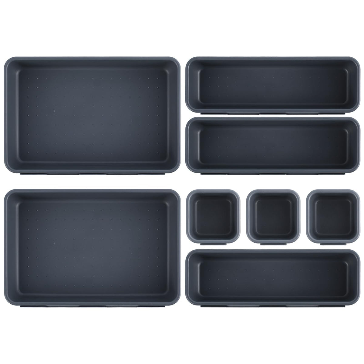 Schubladen Organizer Büro Ordnungssystem, AufbewahrungsBox, 8-teiliges Schubladen Organizer Küche, 3 Größen, Verstellbar, Rutschfester Organizer Box Für Schreibtisch, Badezimmer, Büro, Utensilien
