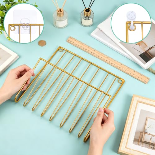 UNICRAFTALE 2 Stück Goldene Eisen Wandaufbewahrungsregal Wandmontierter Zeitschriftenhalter Mit Klebehaken Post Organizer Ideal Für Eingangsbereiche Und Küchen 10.4x9.8x3 Zoll/265x250x76mm