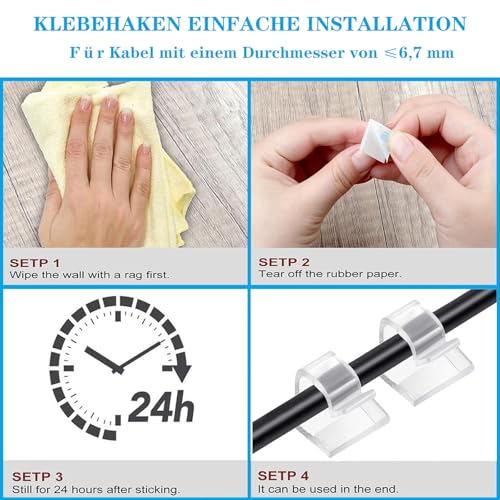 KLJ Kabelhalter selbstklebend Outdoor und Innenraum klebehaken 50 Stück