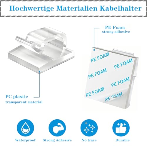 KLJ Kabelhalter selbstklebend Outdoor und Innenraum klebehaken 50 Stück