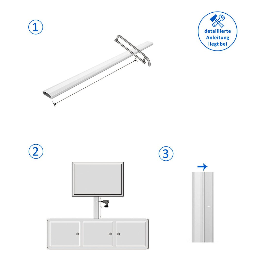 deleyCON Universal Kabelkanal Leitungskanal PVC 100cm 6x2cm - Weiß