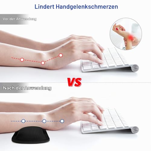 AULEEP Handgelenkauflage für Tastatur, Ergonomisch Schonende Tastatur-Pad, Memory-Schaum Handgelenk für pc, Computer, Laptop, Mac Gaming Schwarz