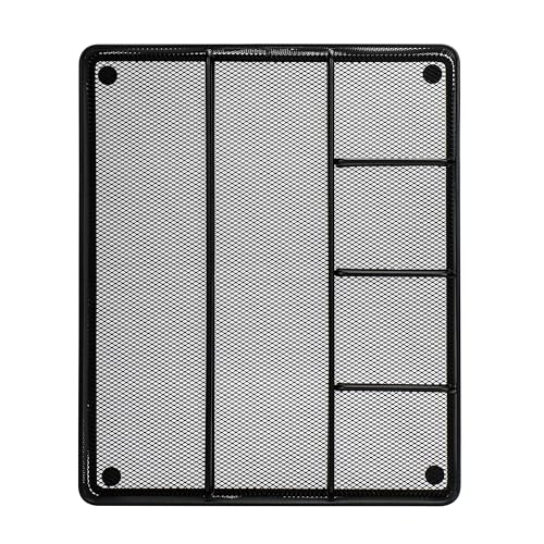 Annova Schreibtisch Schublade Organizer，Aufbewahrung Tray - Metallgeflecht mit Unterteilungen für Stifte, Schreibtischzubehör, Bad, Küche, Make-up und Bürobedarf (groß, Schwarz)