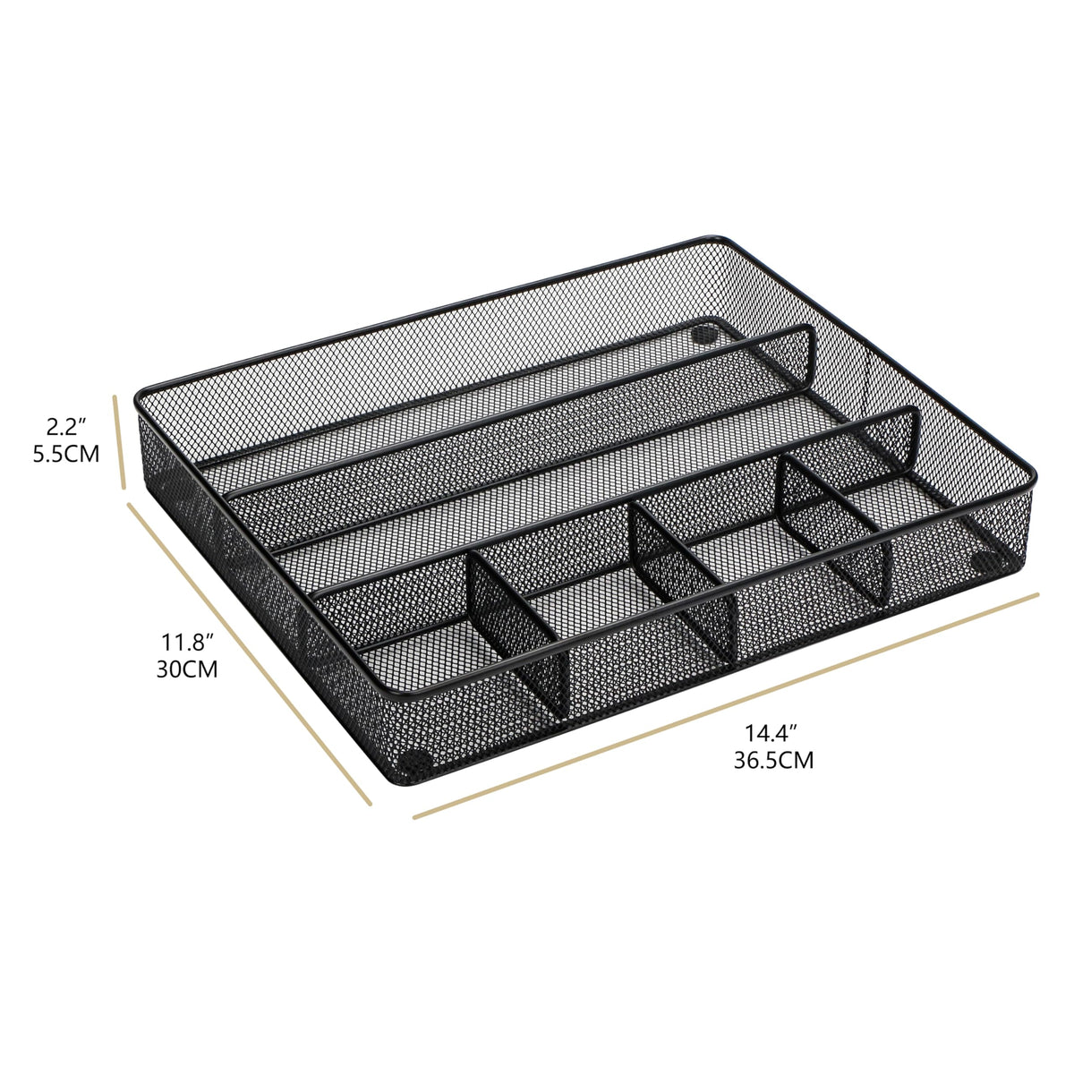 Annova Schreibtisch Schublade Organizer，Aufbewahrung Tray - Metallgeflecht mit Unterteilungen für Stifte, Schreibtischzubehör, Bad, Küche, Make-up und Bürobedarf (groß, Schwarz)