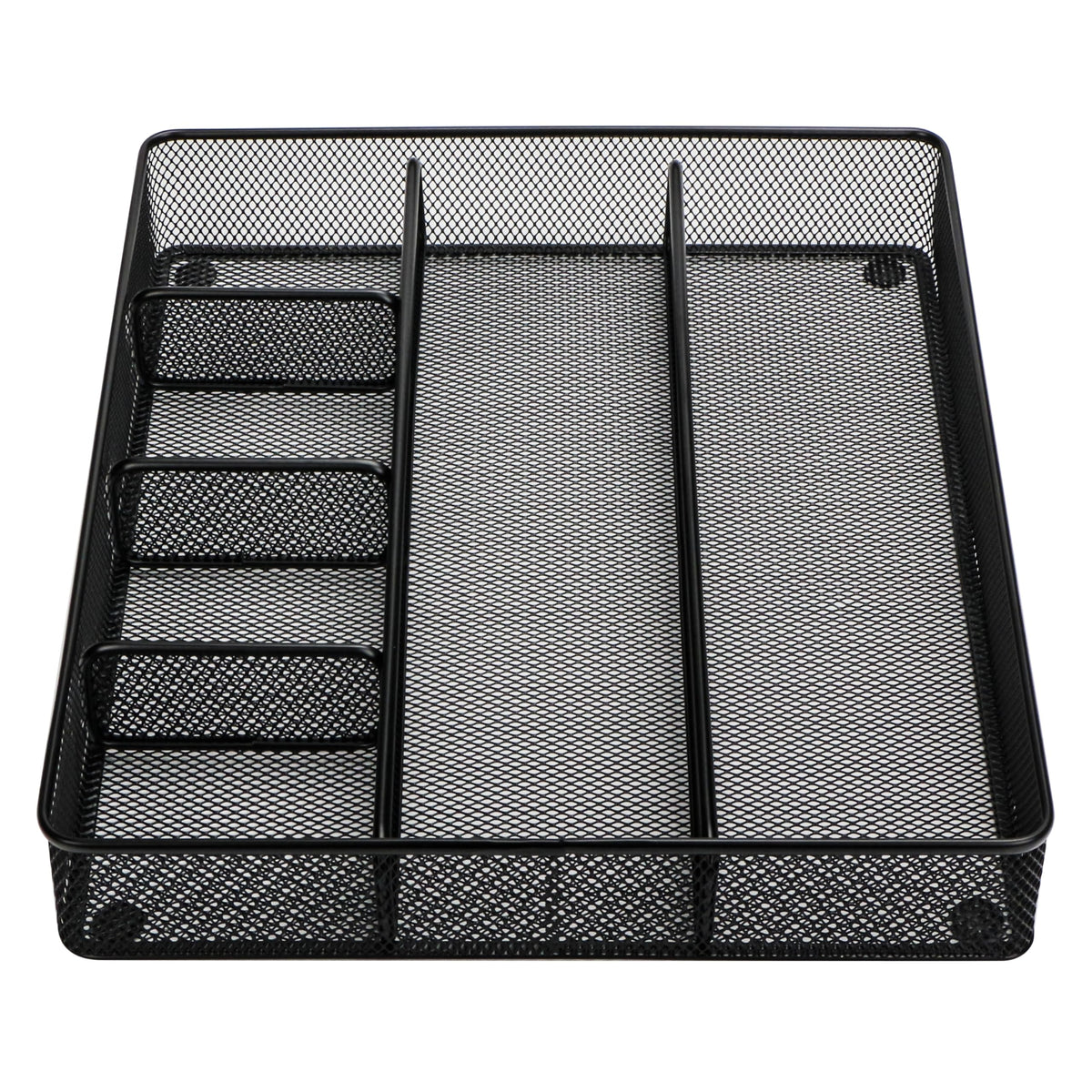 Annova Schreibtisch Schublade Organizer，Aufbewahrung Tray - Metallgeflecht mit Unterteilungen für Stifte, Schreibtischzubehör, Bad, Küche, Make-up und Bürobedarf (groß, Schwarz)