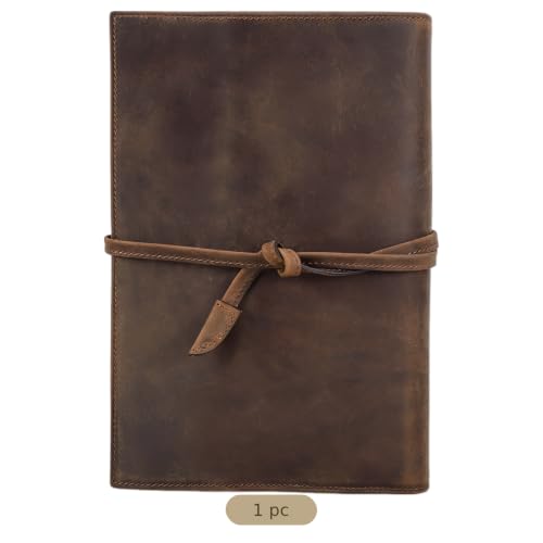 Leder-Notizbuchhülle A5, 9,06 x 6,46 Zoll, Echtleder-Journalhülle für Männer und Frauen, Retro-Nachfüllhülle mit Multi-Taschen-Organizer für Business, Büro, Reisen, kaffeebraun