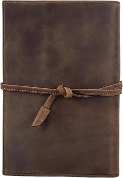 Leder-Notizbuchhülle A5, 9,06 x 6,46 Zoll, Echtleder-Journalhülle für Männer und Frauen, Retro-Nachfüllhülle mit Multi-Taschen-Organizer für Business, Büro, Reisen, kaffeebraun