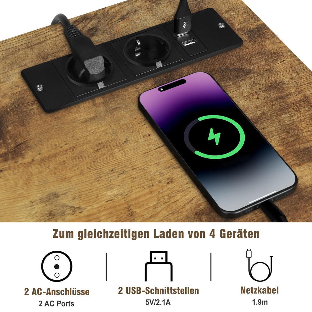WOLTU Aktenschrank mit Ladestation, Rollcontainer mit Schubladen