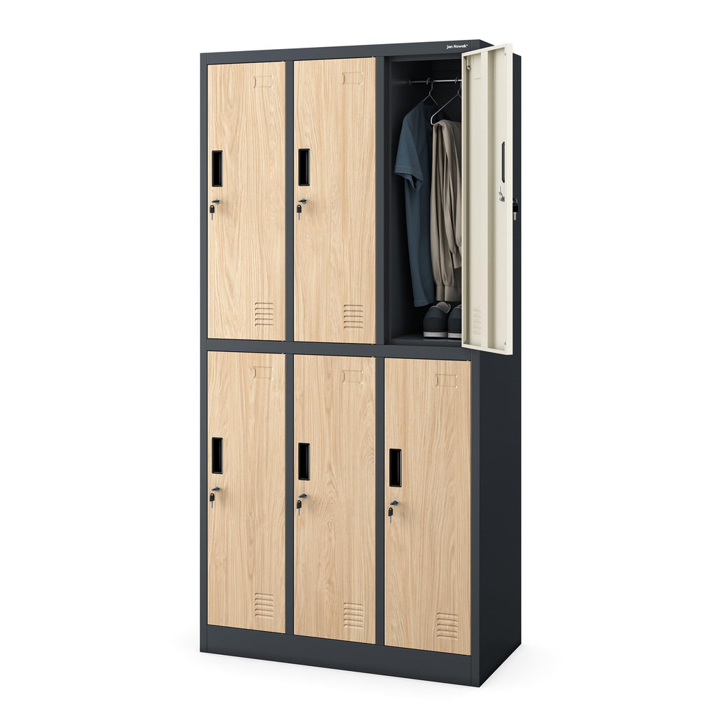 Jan Nowak Umkleideschrank Metall, Spindschrank mit 6 Fächern, abschließbar