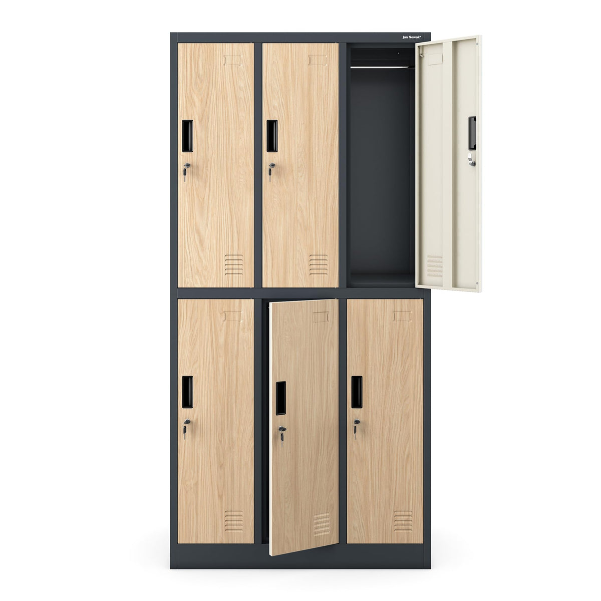 Jan Nowak Umkleideschrank Metall, Spindschrank mit 6 Fächern, abschließbar