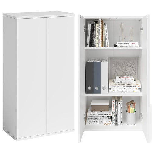 Bellamio Ais Mehrzweckschrank 60 cm breit, 3 Fächer, Weiß, mit Push-to-Open