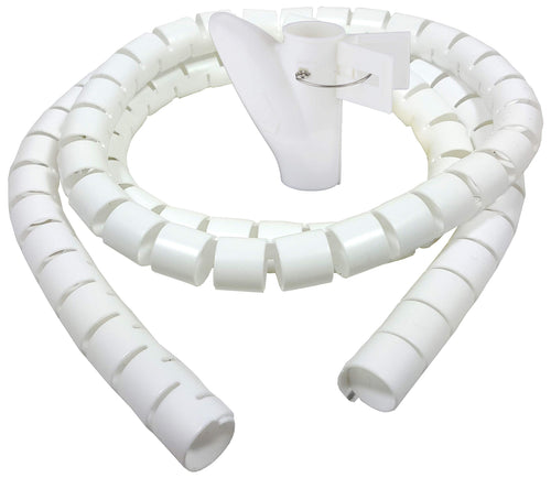 Bambelaa! Kabelschlauch 1,5m Kabelkanal kürzbar Kunststoff Flexible Kabelorganisation 20mm Durchmesser (Weiß, 1,5m x 20mm)