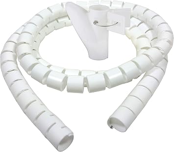 Bambelaa! Kabelschlauch 1,5m Kabelkanal kürzbar Kunststoff Flexible Kabelorganisation 20mm Durchmesser (Weiß, 1,5m x 20mm)