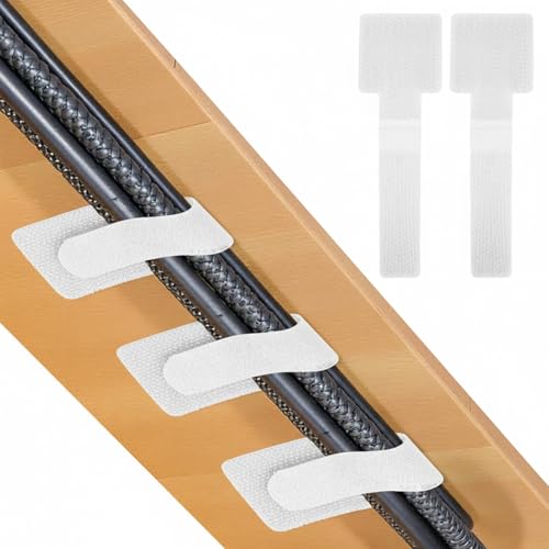 100 Stück Kabelmanagement Schreibtisch,Kabelbinder Selbstklebend Klettband Kabel Organizer Schreibtisch Wiederverwendbare Kabelhalter Kabelklemmen Kabelclips Kabelbefestigung Lichterkette(Weiß)
