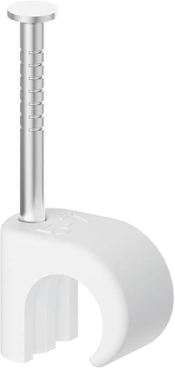 Kabelschellen, 100 Stück Nagelschellen, 5-7 mm, mit stahlnagel, 304 Edelstahl, Kabelmanagement für Telefon und Ethernetkabel, Stromkabel, Rohr, Weiß