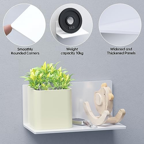 Toski Wandregal Weiß Ohne Bohren, Selbstklebende Regale 20cm Breit 2er-Set