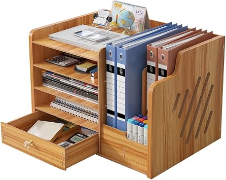 NUODWELL Schreibtisch-Organizer aus Holz, Schreibtisch-Datei-Organizer