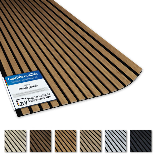 Akustiko Lamella Akustikpaneele 2 Stück 280x60cm - flexible Filz MDF Wandpaneele fugenlos - überlappende Holz Lamellenwand, Holzlamellen dünn - Akustik Wandverkleidung (3.36m² Natural Teak)