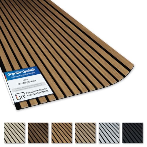 Akustiko Lamella Akustikpaneele 2 Stück 280x60cm - flexible Filz MDF Wandpaneele fugenlos - überlappende Holz Lamellenwand, Holzlamellen dünn - Akustik Wandverkleidung (3.36m² Natural Teak)