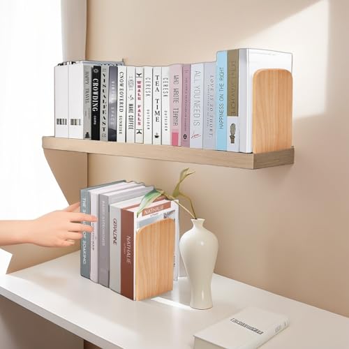 Buchstützen Holz 2 Stück (1 Paar) Buchenholz 17 x 12 x 10,5 cm - Bookends Buchstütze Holz Bücherstütze Bücherhalter DVD Regal für Zuhause, Büro und Schule