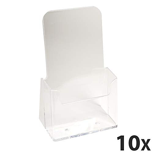 Exacompta 73058D 10er Pack Tischprospekthalter Exacyrl für 10 x 21 cm aus robustem Acryl gefertigt aus einem Guss kristall ideal für Schreibtisch und Büro Verkaufsbüro Flyerhalter