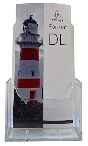 Exacompta 73058D 10er Pack Tischprospekthalter Exacyrl für 10 x 21 cm aus robustem Acryl gefertigt aus einem Guss kristall ideal für Schreibtisch und Büro Verkaufsbüro Flyerhalter