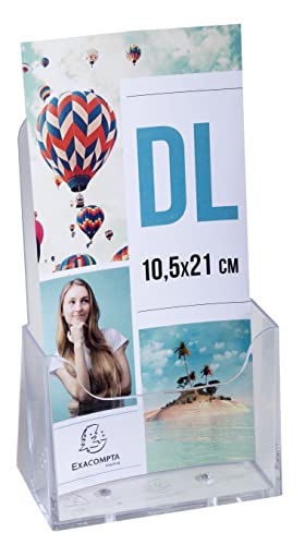 Exacompta 73058D 10er Pack Tischprospekthalter Exacyrl für 10 x 21 cm aus robustem Acryl gefertigt aus einem Guss kristall ideal für Schreibtisch und Büro Verkaufsbüro Flyerhalter