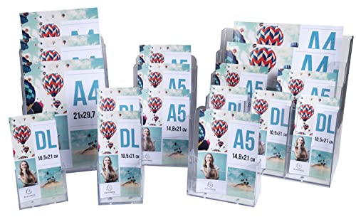 Exacompta 73058D 10er Pack Tischprospekthalter Exacyrl für 10 x 21 cm aus robustem Acryl gefertigt aus einem Guss kristall ideal für Schreibtisch und Büro Verkaufsbüro Flyerhalter