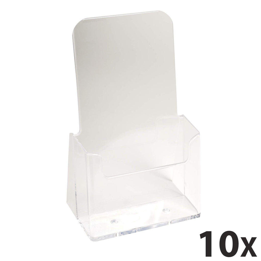 Exacompta 73058D 10er Pack Tischprospekthalter Exacyrl für 10 x 21 cm aus robustem Acryl gefertigt aus einem Guss kristall ideal für Schreibtisch und Büro Verkaufsbüro Flyerhalter