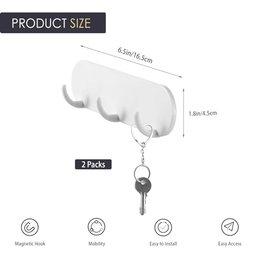 2er-Pack Magnetischer Schlüsselhalter mit 3 Haken für Kühlschrank, Küche und Waschküche