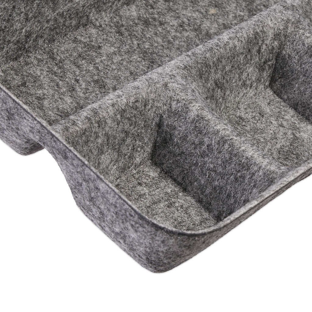 Relaxdays Schubladen Organizer Filz, Ordnungssystem Schreibtisch, HBT: 5,5 x 29,5 x 19 cm, 4 Fächer, Filzkorb, hellgrau