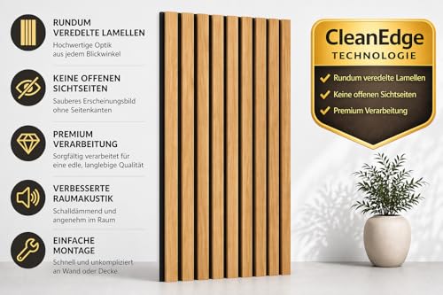 Leiste24 Akustikpaneel 2600 x 400 mm Schwarz Eiche Natur