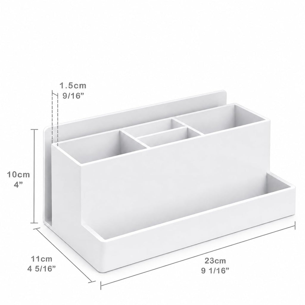 Acrimet Büro Organizer mit 6 Fächern, Schreibtisch Organizer für Stifte, Bürobedarf, Schreibwaren und Zubehör, Kunststoff, Weiß