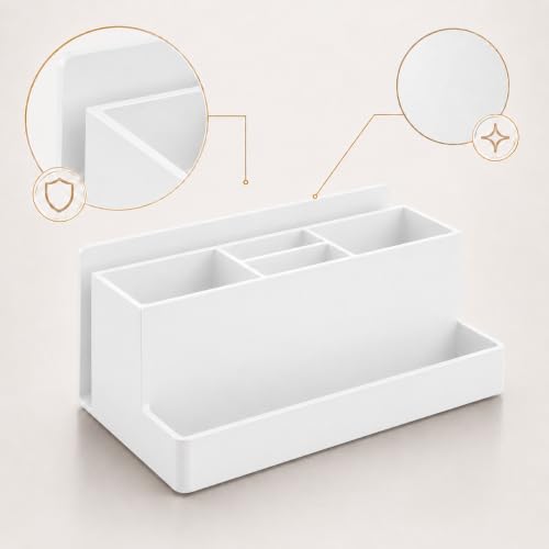 Acrimet Büro Organizer mit 6 Fächern, Schreibtisch Organizer für Stifte, Bürobedarf, Schreibwaren und Zubehör, Kunststoff, Weiß